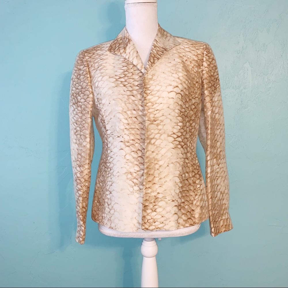 Lafayette 148 Snakeskin Silk Linen Blazer Jacket